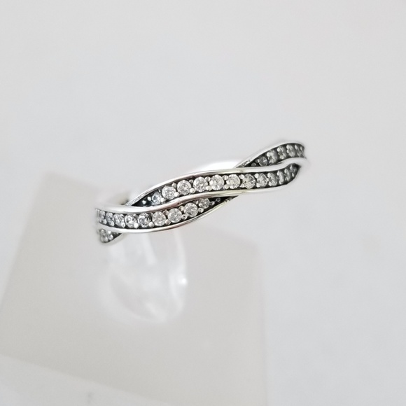 Sterling Silver Eternity Braided Pave Band - Picture 5 of 8